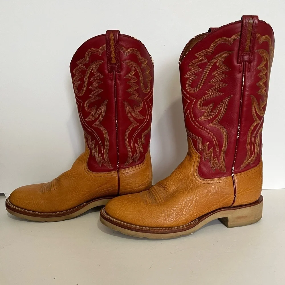 Ariat Womens Size 10B Cobalt Crepe Western Cowboy Boots Suntan Red